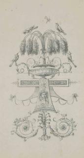 Etienne De Lavalle Poussin - Etude d\'arabesques avec un vase et des oiseaux