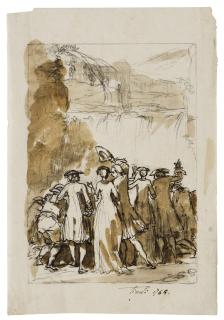 Etienne De Lavallée-Poussin - Visitors at the Falls at Tivoli