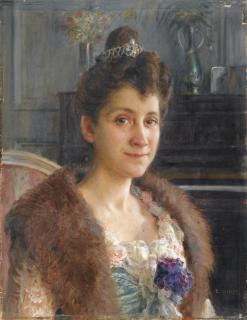 Etienne Dinet - Portrait De Mme C., Soeur De L\'Artiste