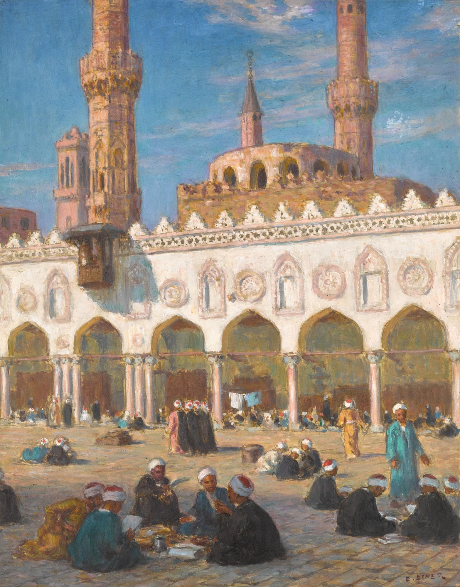 Etienne Dinet - Students in the Courtyard at Al-Azhar University, Cairo