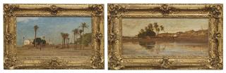 Etienne Duval - Zwei Flusslandschaften am Nil