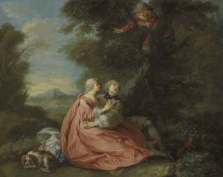 Etienne Jeaurat - A Couple Surprised By A Young Boy In A Tree