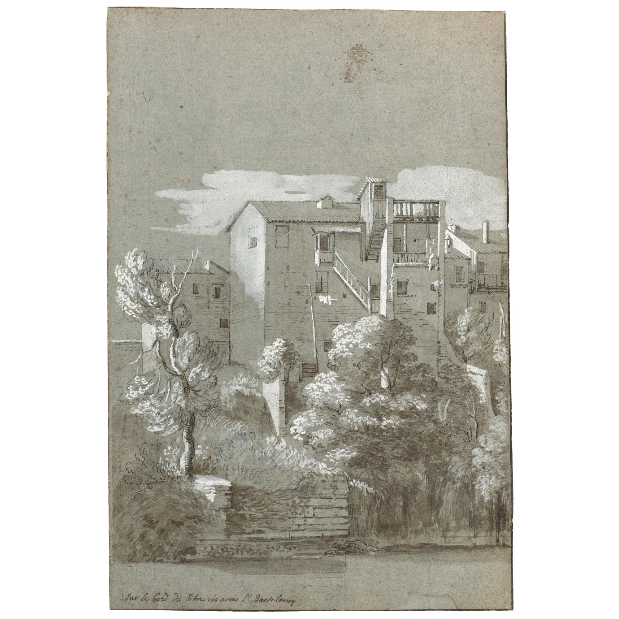 Etienne Jeaurat - A View Of Houses Near The Church Of S. Bartolomeo On The Isola Tiberina, Rome