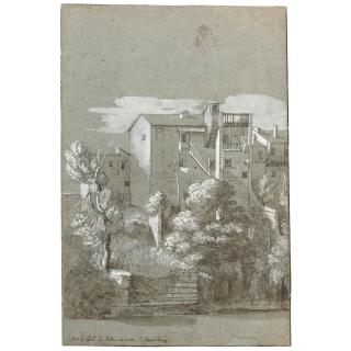 Etienne Jeaurat - A View Of Houses Near The Church Of S. Bartolomeo On The Isola Tiberina, Rome