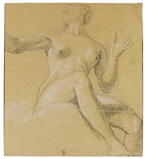 Etienne Parrocel - Study Of A Female Figure Seated On Clouds