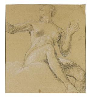 Etienne Parrocel - Study Of A Female Figure Seated On Clouds