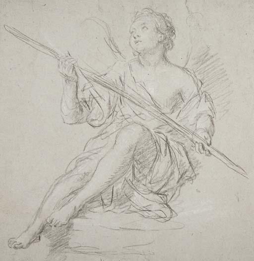 Etienne Parrocel - Un Ange Assis Tenant Un Bâton