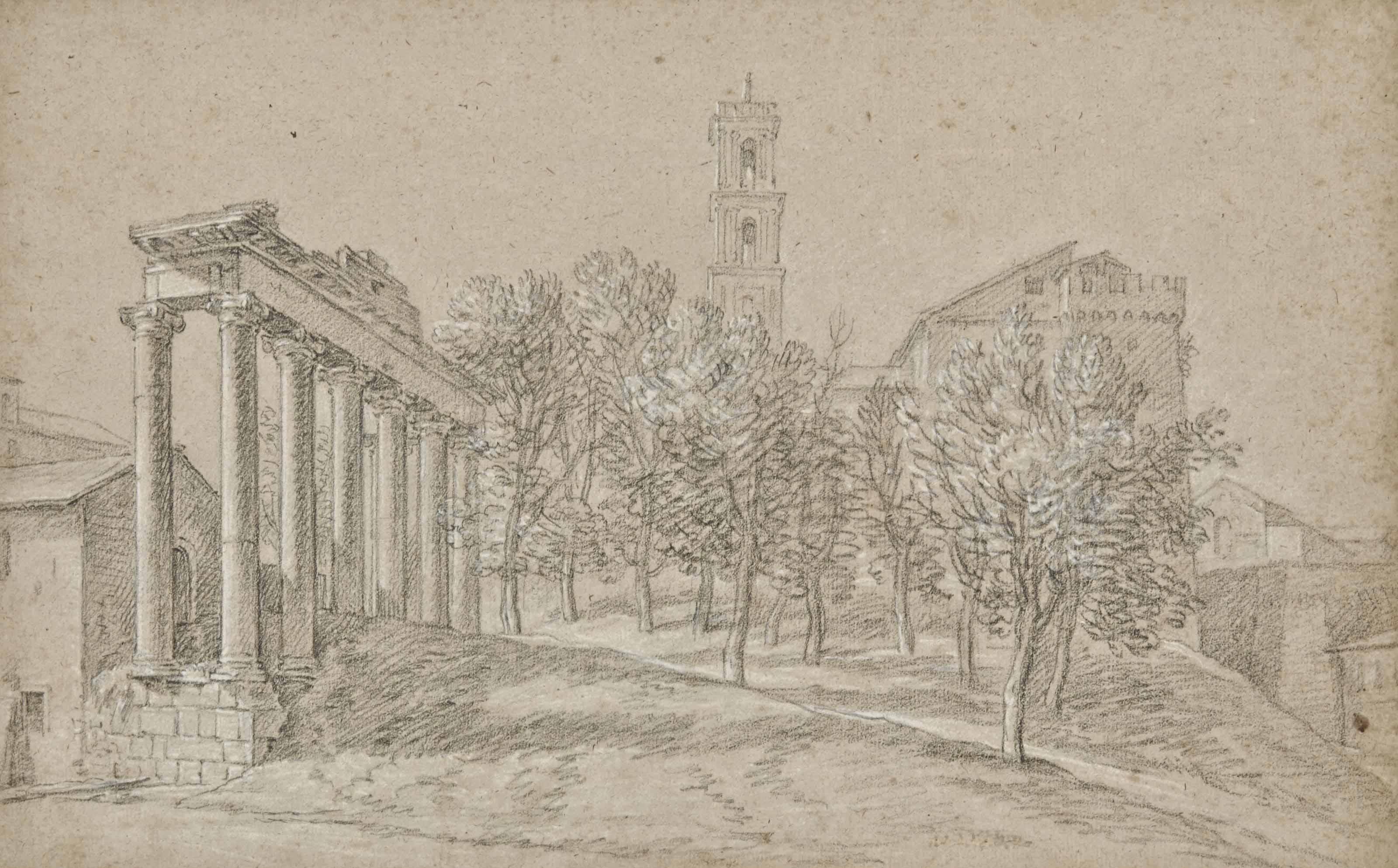 Etienne Parrocel - Vue Du Temple De Saturne Sur Le Forum Romain, Le Capitole À L\'Arrière-Plan