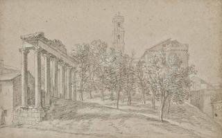 Etienne Parrocel - Vue Du Temple De Saturne Sur Le Forum Romain, Le Capitole À L\'Arrière-Plan