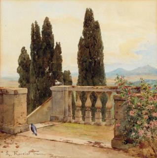 Ettore Roesler Franz - On The Terrace At The Villa D\'Este, Tivoli