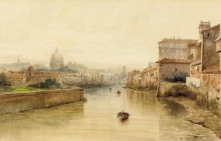 Ettore Roesler Franz - St. Marks, Rome, From The Tiber