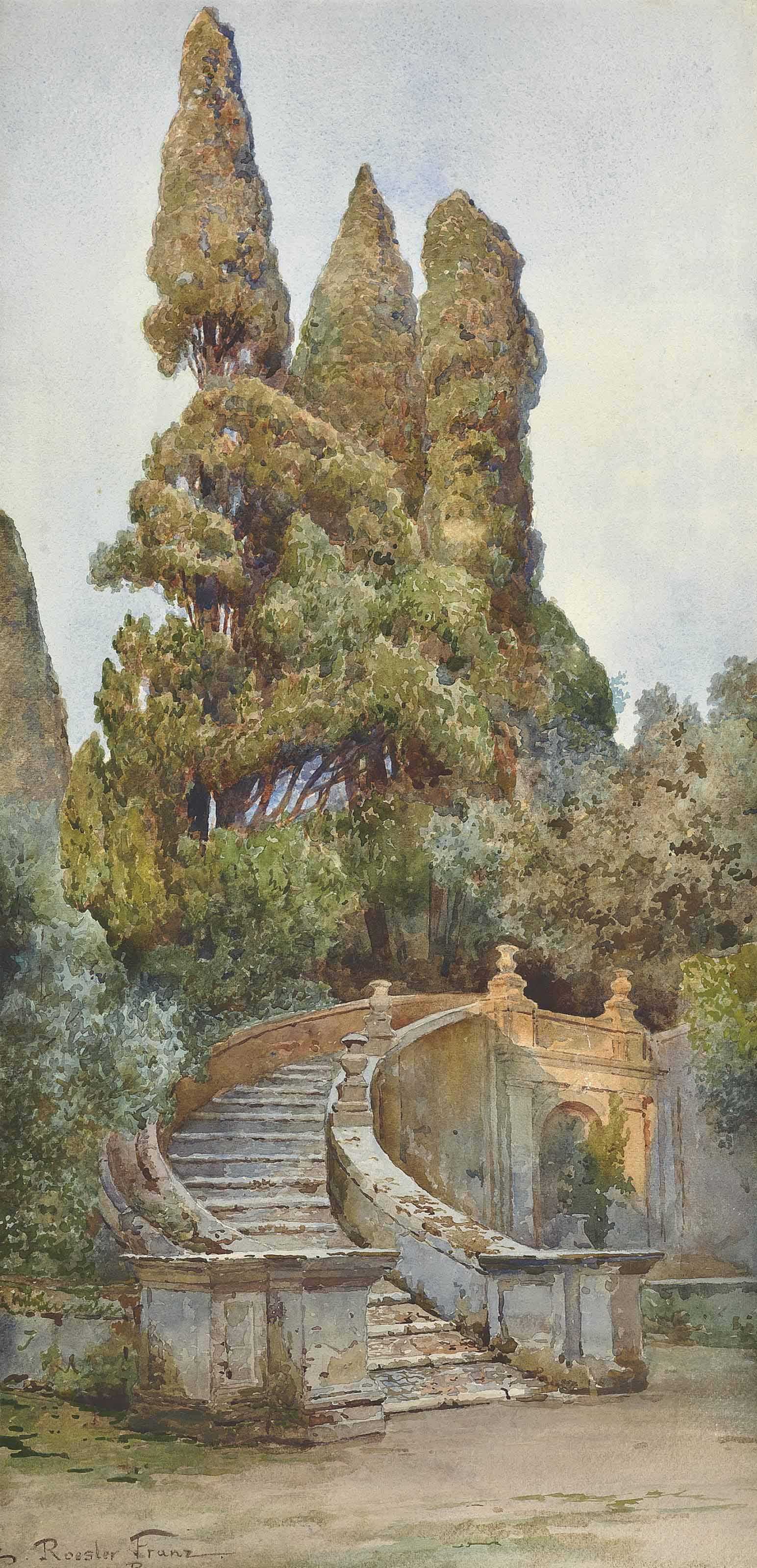 Ettore Roesler Franz - The Garden Steps