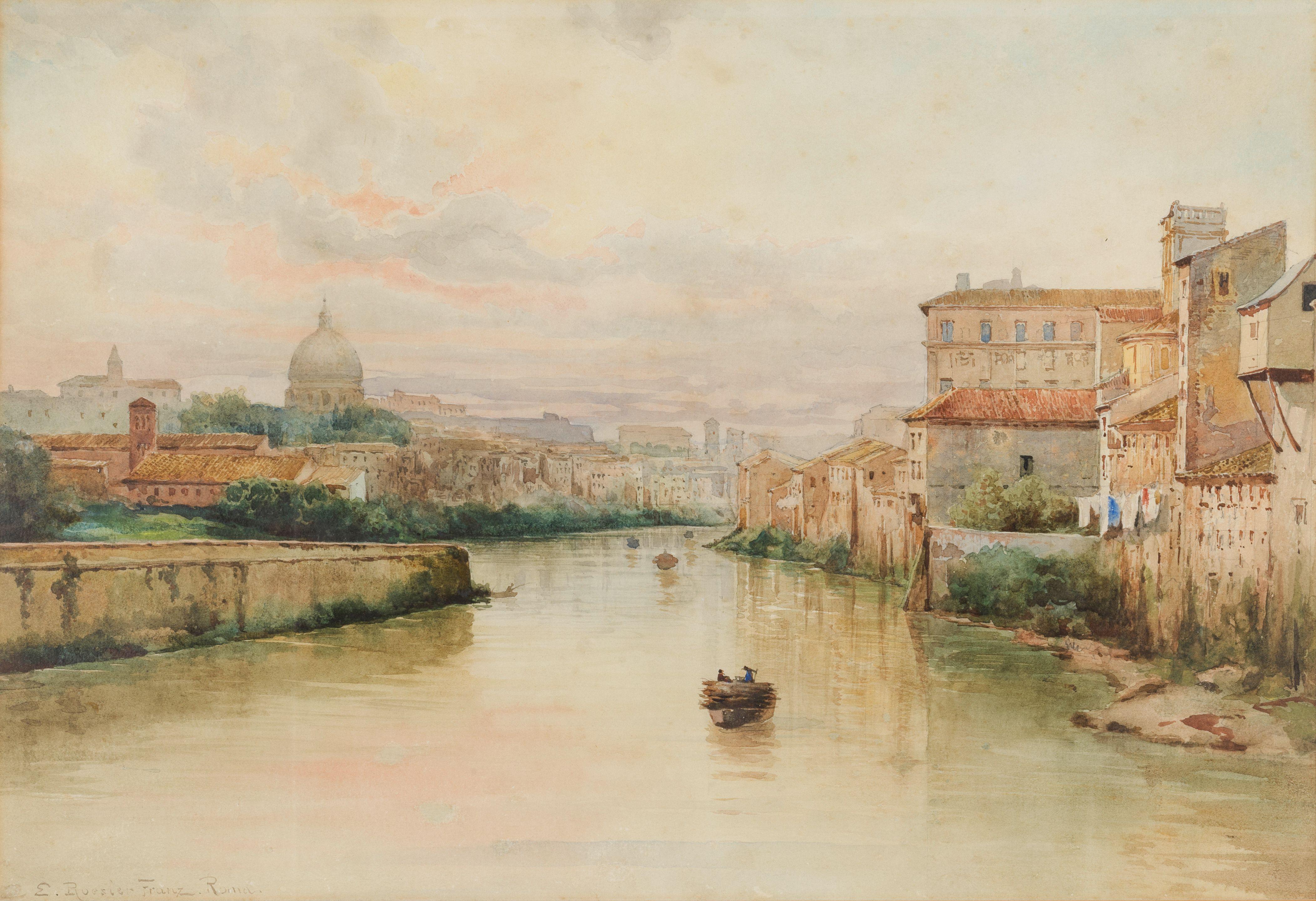 Ettore Roesler Franz - View of the Tiber, Rome