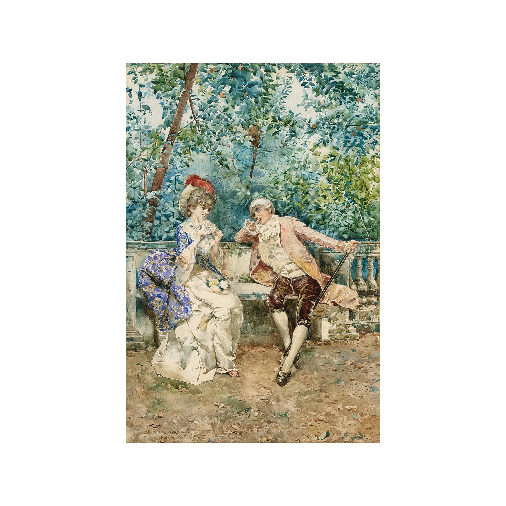 Ettore Simonetti - An Elegant Couple In The Garden