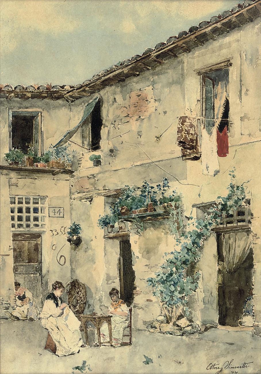 Ettore Simonetti - Sewing In The Courtyard