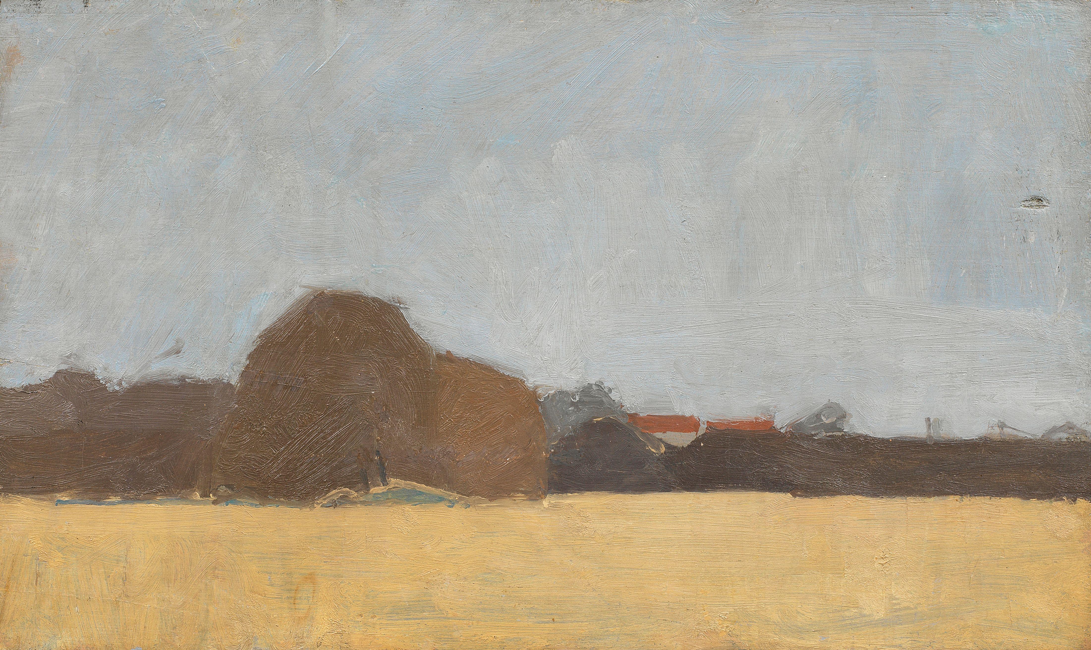 Euan Uglow - Landscape, Edge of Field 24.8 x 41.8 cm. (9 3/4 x 16 3/8 in.)