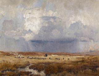 Eugen Bracht - Schäfer mit seiner Herde.