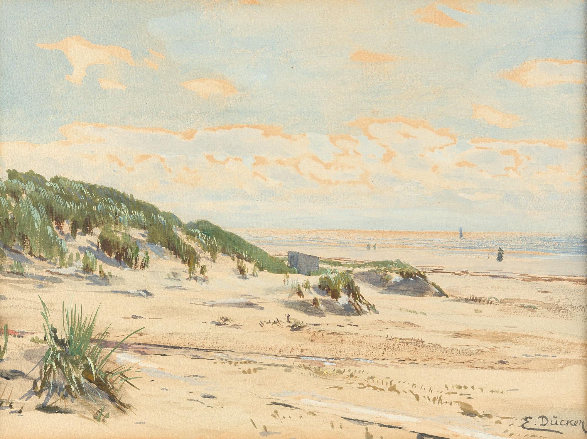 Eugen Dücker - 2 Bll.: Strand an der Nordsee – Herbststimmung.