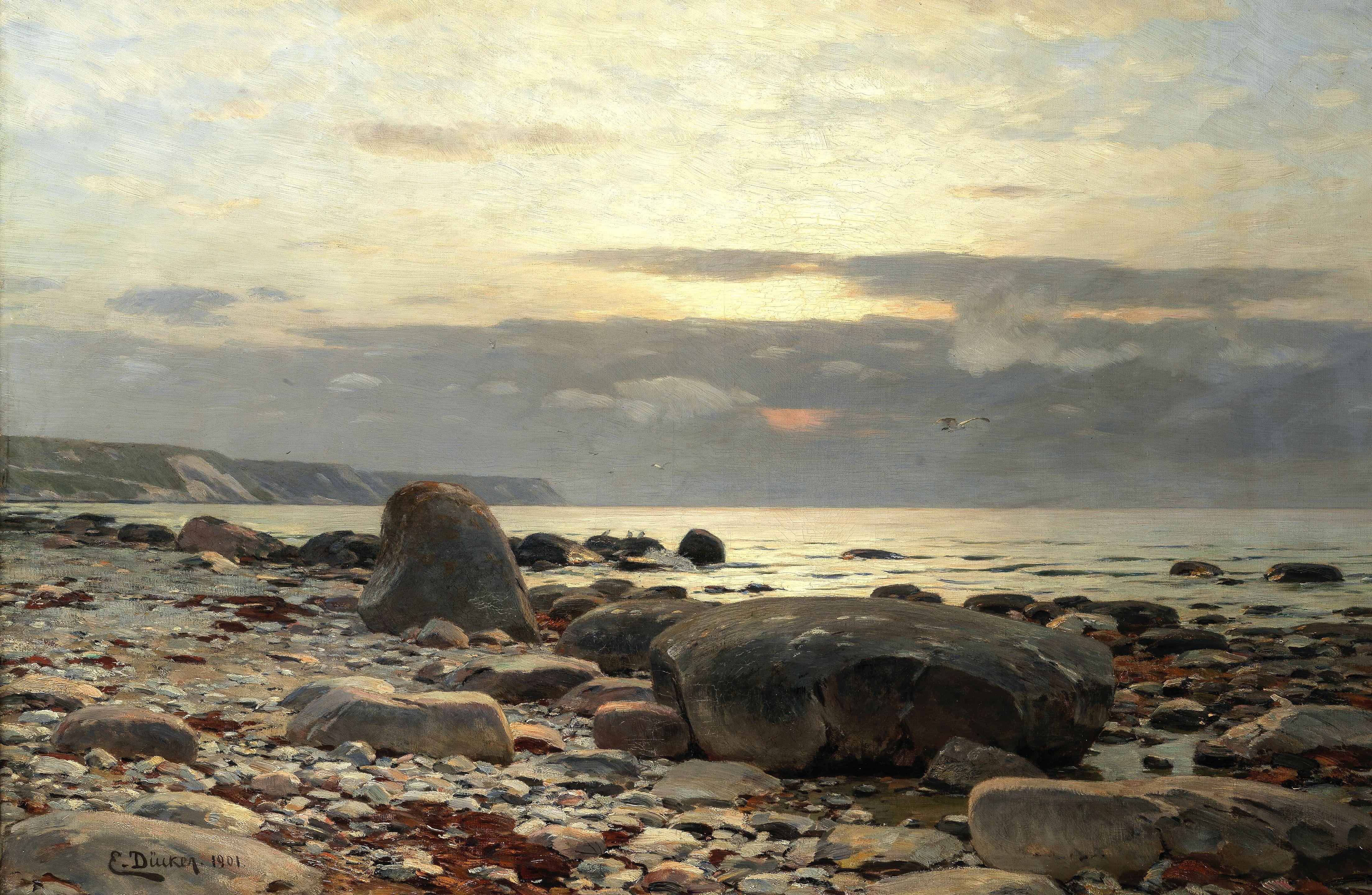 Eugen Gustav Dücker - Sunset over the coast
