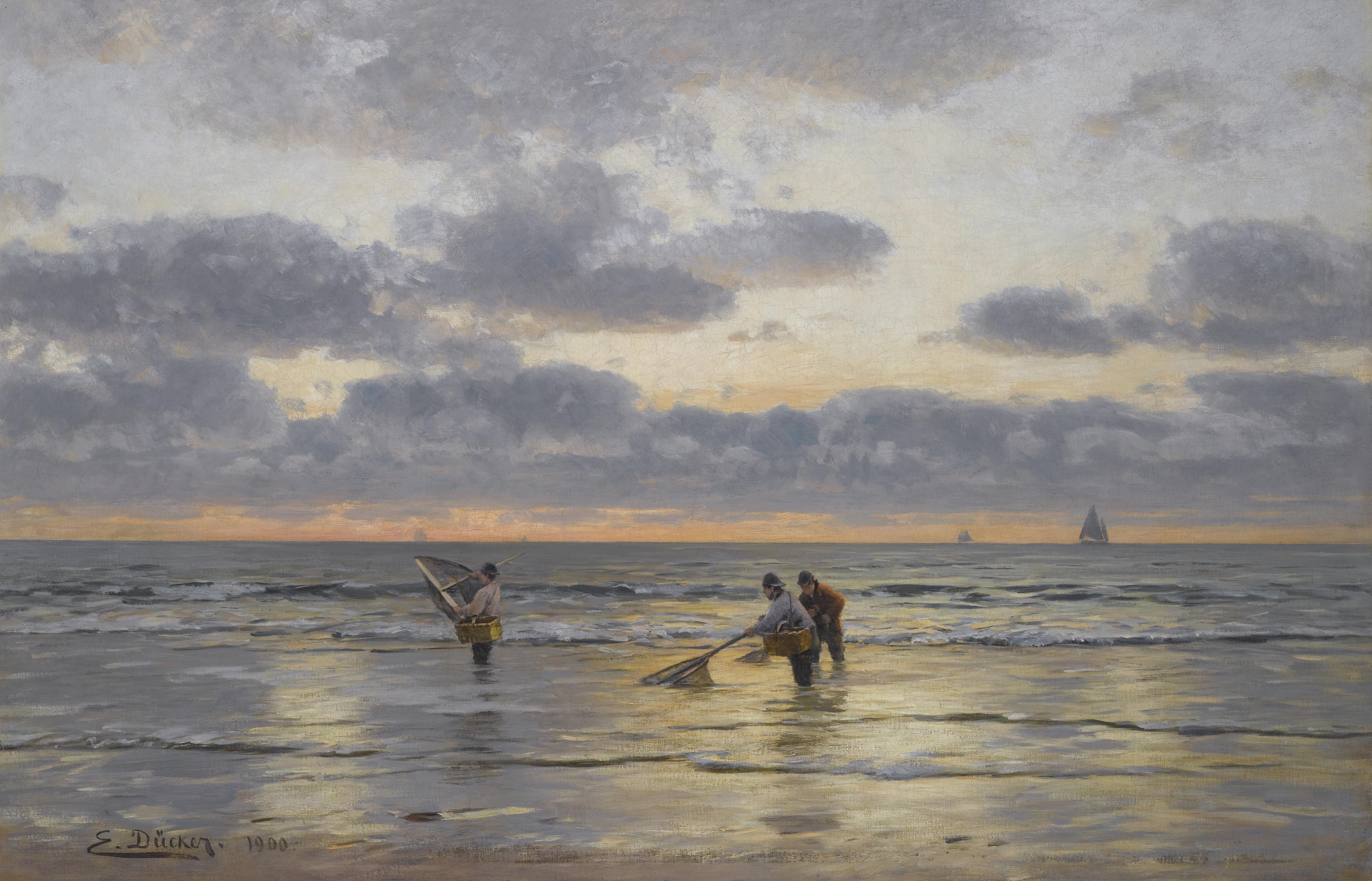 Eugen Gustav Dukker - Fishing At Dawn
