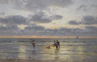 Eugen Gustav Dukker - Fishing At Dawn