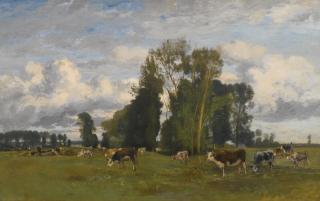 Eugen Jettel - Austrian grazing Cows On A Meadow