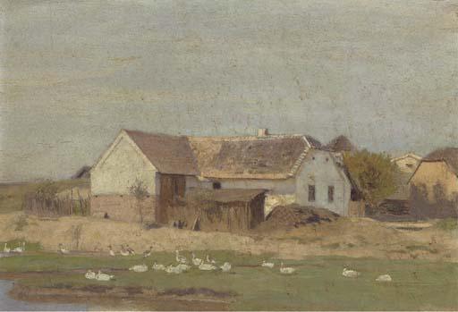 Eugen Jettel - Geese before a farmstead