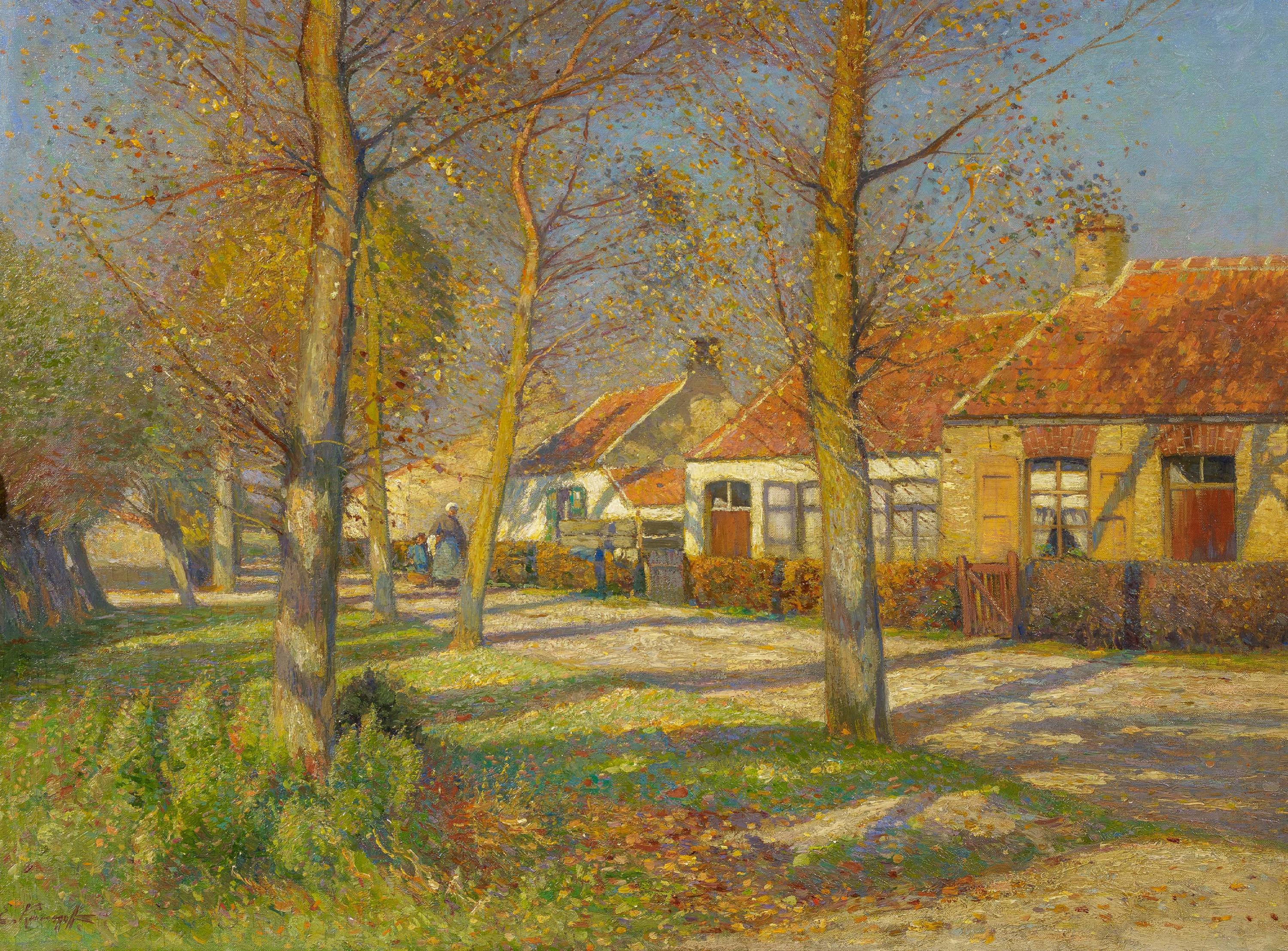 Eugen Kampf - Herbstliche Dorfstraße.