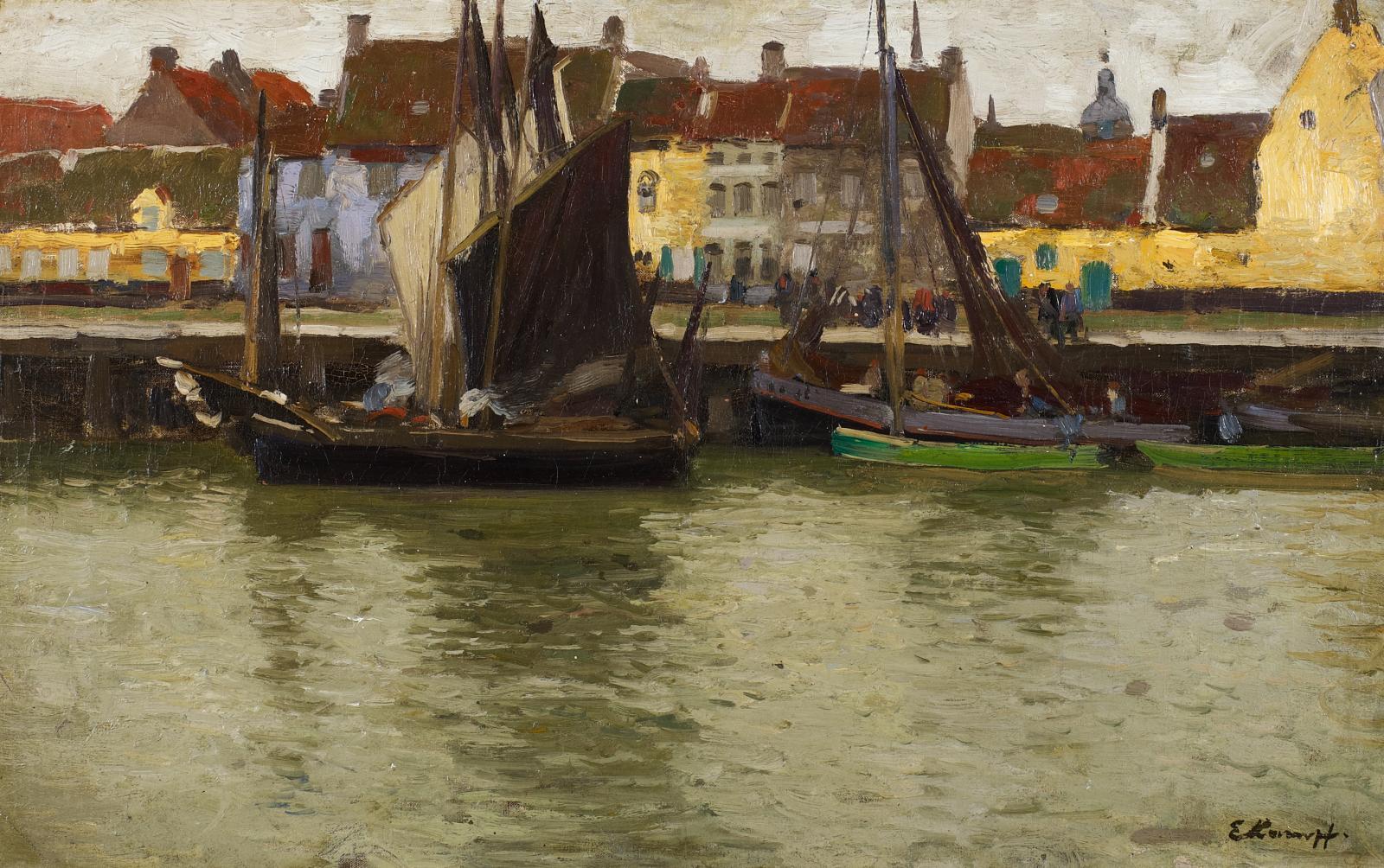 Eugen Kampf - Segelboote am Hafen