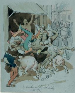 Eugen Klimsch - 2 Bll.: „Die Herabgewehten Schneider „- „Eulenspiegel thut