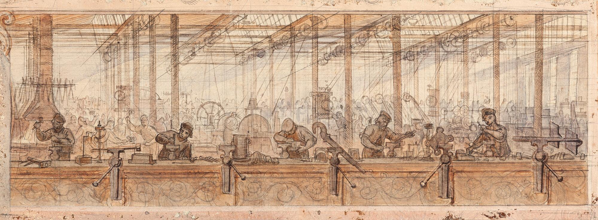 Eugen Napoleon Neureuther - 2 Bll.: Maschinenraum der Fabrik Cramer-Klett & Co in Nürnberg