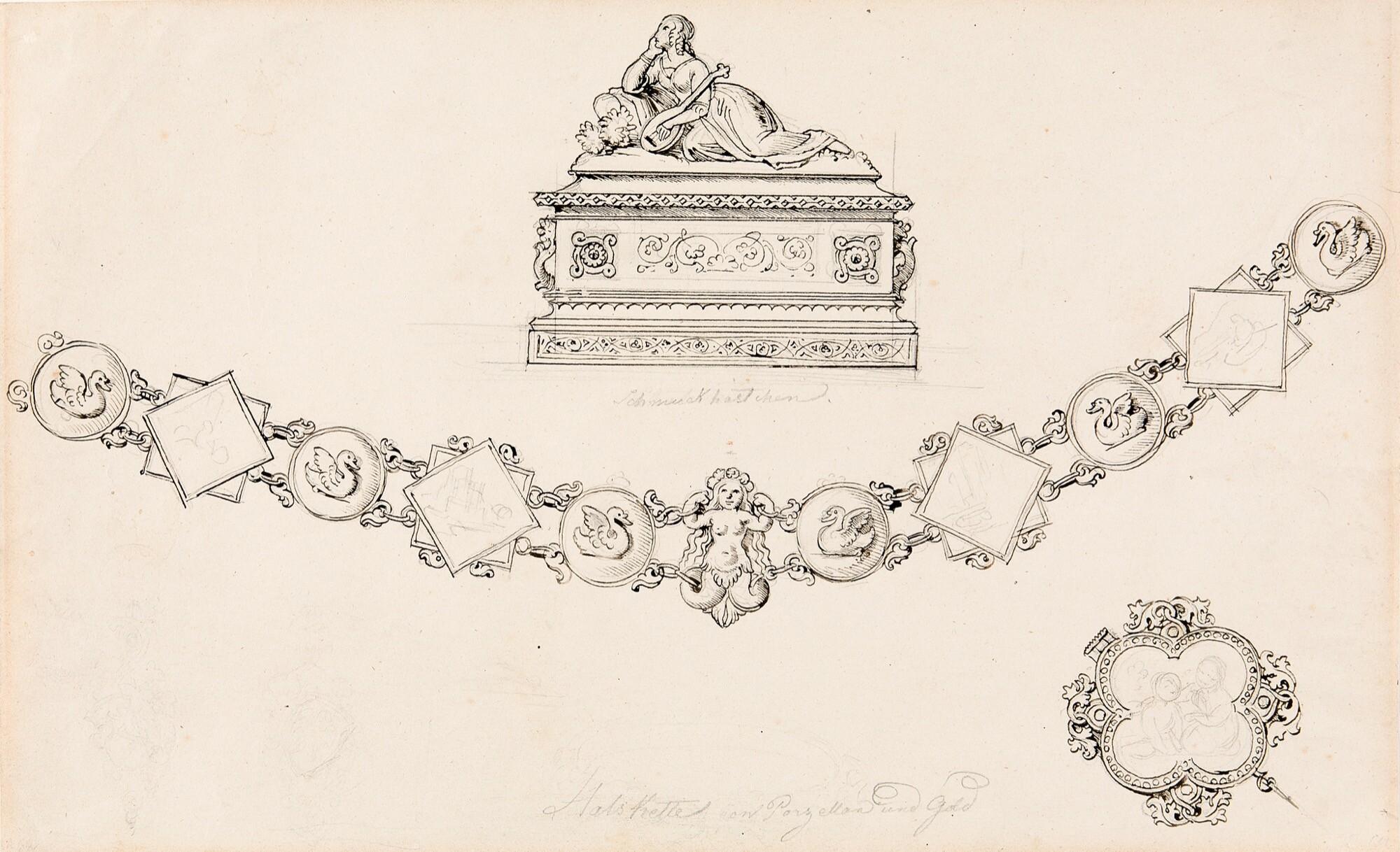 Eugen Napoleon Neureuther - Entwürfe zu einer Brosche, einer Kette und einem