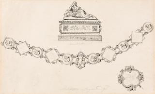 Eugen Napoleon Neureuther - Entwürfe zu einer Brosche, einer Kette und einem