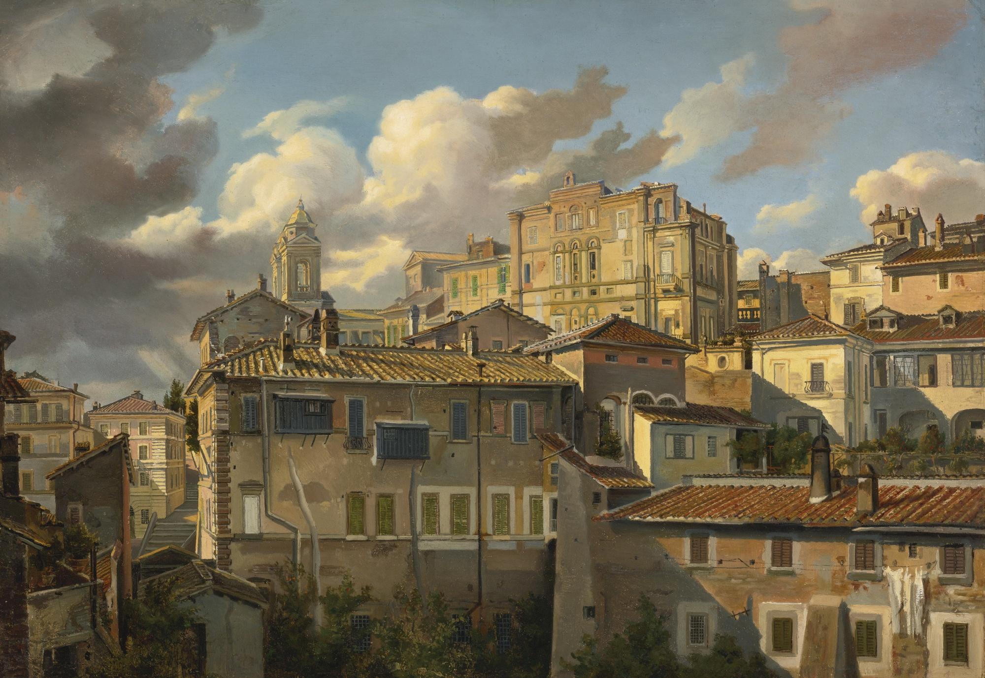 Eugen Napoleon Neureuther - Houses In Rome, Near Santissima Trinità Dei Monti
