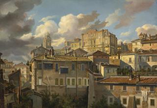 Eugen Napoleon Neureuther - Houses In Rome, Near Santissima Trinità Dei Monti