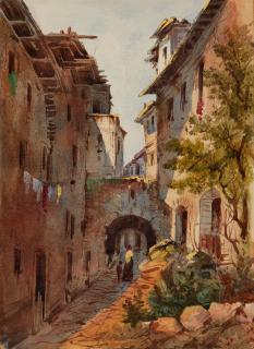 Eugen Napoleon Neureuther - Italienische Dorfstrasse