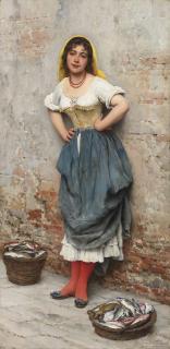 Eugen Von Blaas - Austrian a Young Fishwife