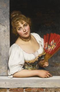 Eugen Von Blaas - Austrian at The Window