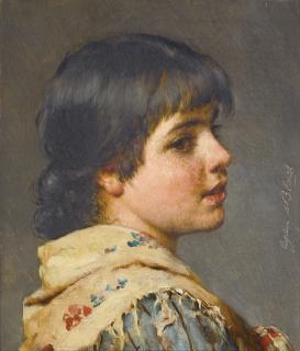 Eugen Von Blaas - Austrian eine Venezianerin (A Venetian Girl)
