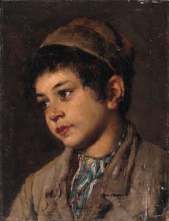 Eugen Von Blaas - Portrait of a young boy, head and shoulders