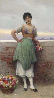 Eugen Von Blaas - The Venetian Flower Seller