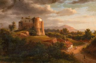 Eugen von Guérard - Südliche Landschaft mit alter Wehranlage