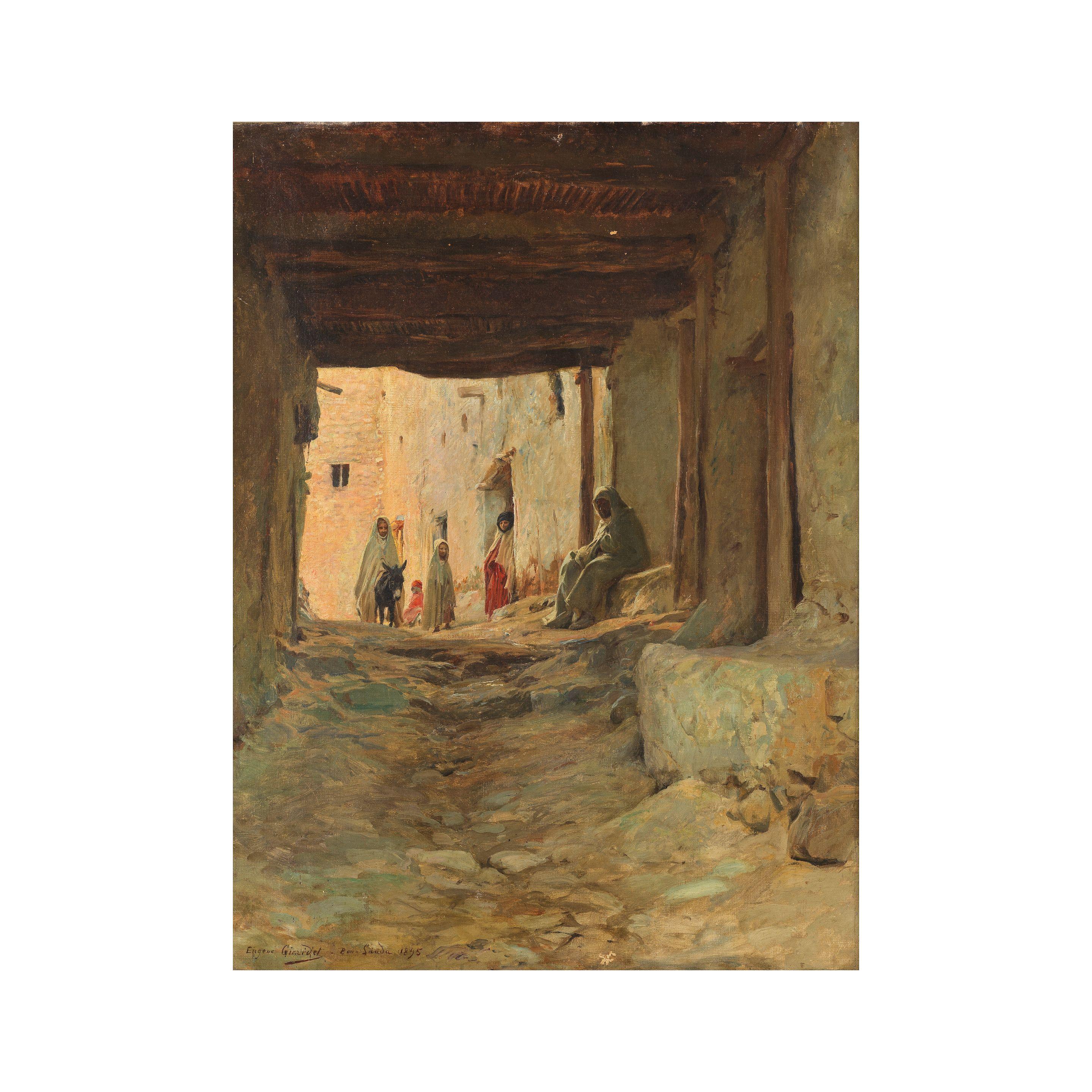 Eugène Alexis Girardet - Figures dans un passage à Bou Saada