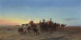 Eugène Alexis Girardet - The Caravan At Dusk