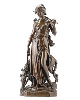 Eugene-Antoine Aizelin - A bronze figure of \'Nymphe de Diane\'