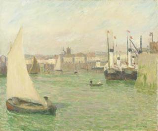 Eugène Antoine Durenne - Impression of a French harbour