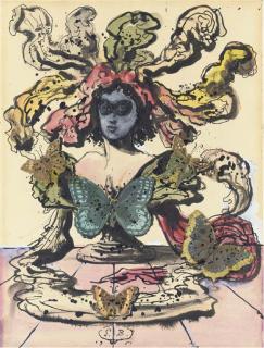 Eugene Berman - Portrait of Woman With Butterflies