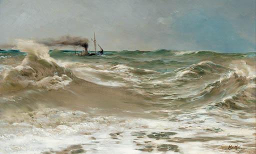 Eugene Berthelon - A steamer in choppy waters