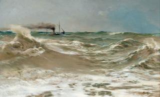 Eugene Berthelon - A steamer in choppy waters