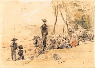 Eugene Boudin - A Breton scene